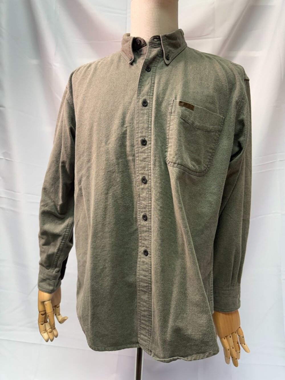 Woolrich Sportsman Chamois Shirt Men's L Olive Green 100% Cotton - Vintage